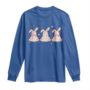 Floral Bunny Easter Long Sleeve Shirt Shabby Chic Rose Pattern TS12 Royal Blue Print Your Wear