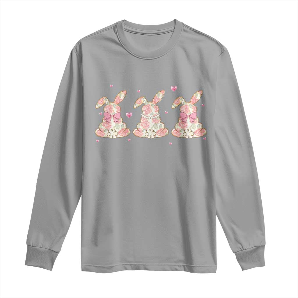 Floral Bunny Easter Long Sleeve Shirt Shabby Chic Rose Pattern TS12 Sport Gray Print Your Wear