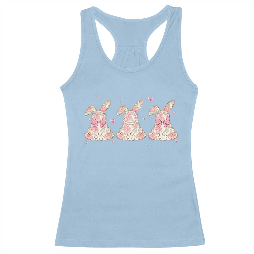 Floral Bunny Easter Racerback Tank Top Shabby Chic Rose Pattern TS12 Light Blue Print Your Wear