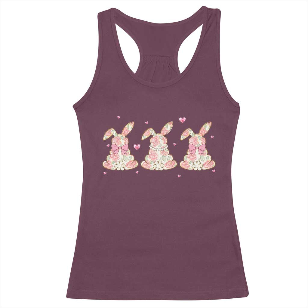 Floral Bunny Easter Racerback Tank Top Shabby Chic Rose Pattern TS12 Maroon Print Your Wear