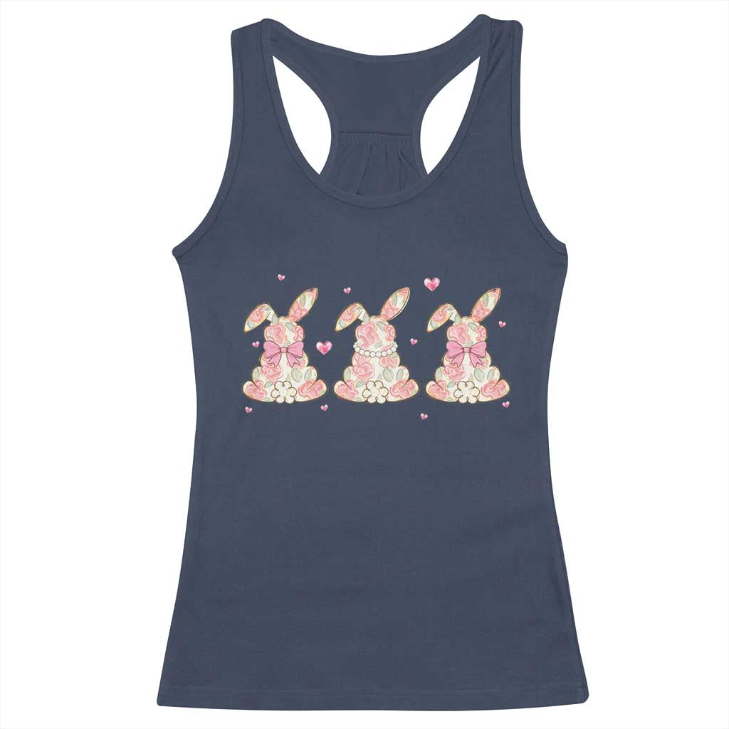 Floral Bunny Easter Racerback Tank Top Shabby Chic Rose Pattern TS12 Navy Print Your Wear