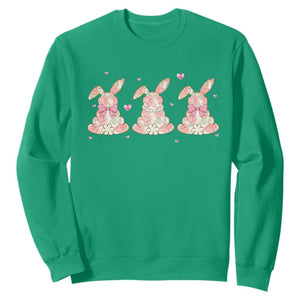 Floral Bunny Easter Sweatshirt Shabby Chic Rose Pattern TS12 Irish Green Print Your Wear