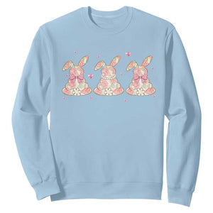 Floral Bunny Easter Sweatshirt Shabby Chic Rose Pattern TS12 Light Blue Print Your Wear
