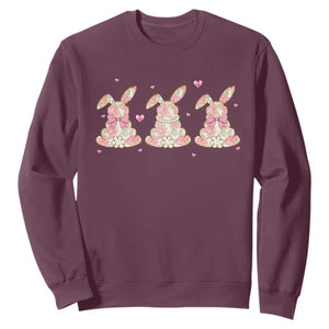 Floral Bunny Easter Sweatshirt Shabby Chic Rose Pattern TS12 Maroon Print Your Wear