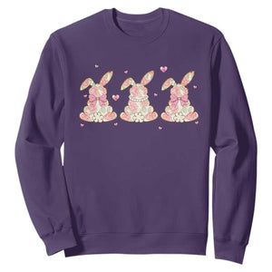 Floral Bunny Easter Sweatshirt Shabby Chic Rose Pattern TS12 Purple Print Your Wear
