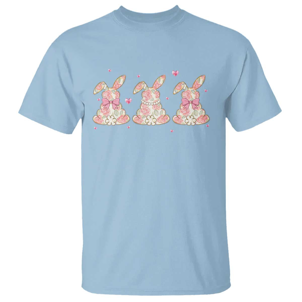 Floral Bunny Easter T Shirt Shabby Chic Rose Pattern TS12 Light Blue Print Your Wear
