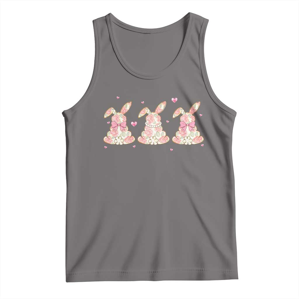 Floral Bunny Easter Tank Top Shabby Chic Rose Pattern TS12 Deep Heather Print Your Wear