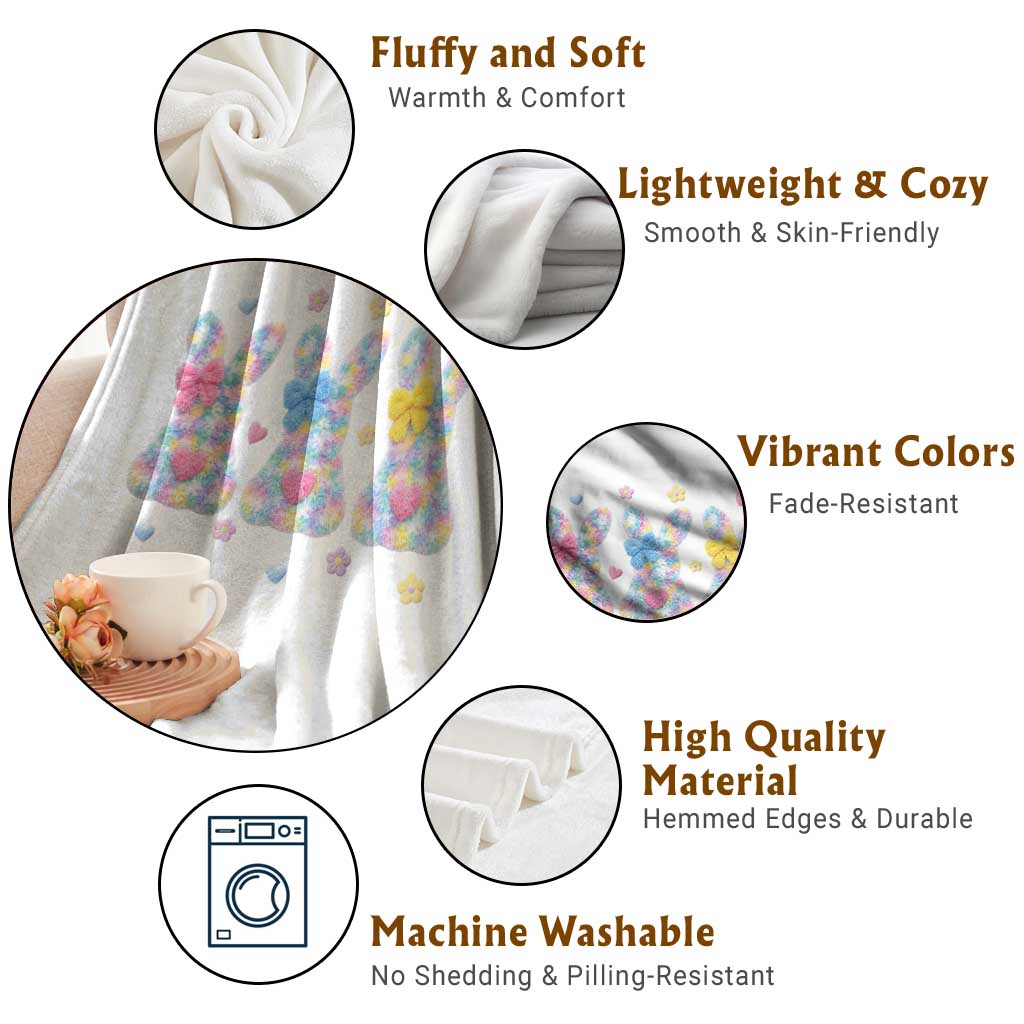 Faux Yarn Easter Bunny Effect Printed Throw Blanket Coquette Aesthetic Gift TS12 Print Your Wear