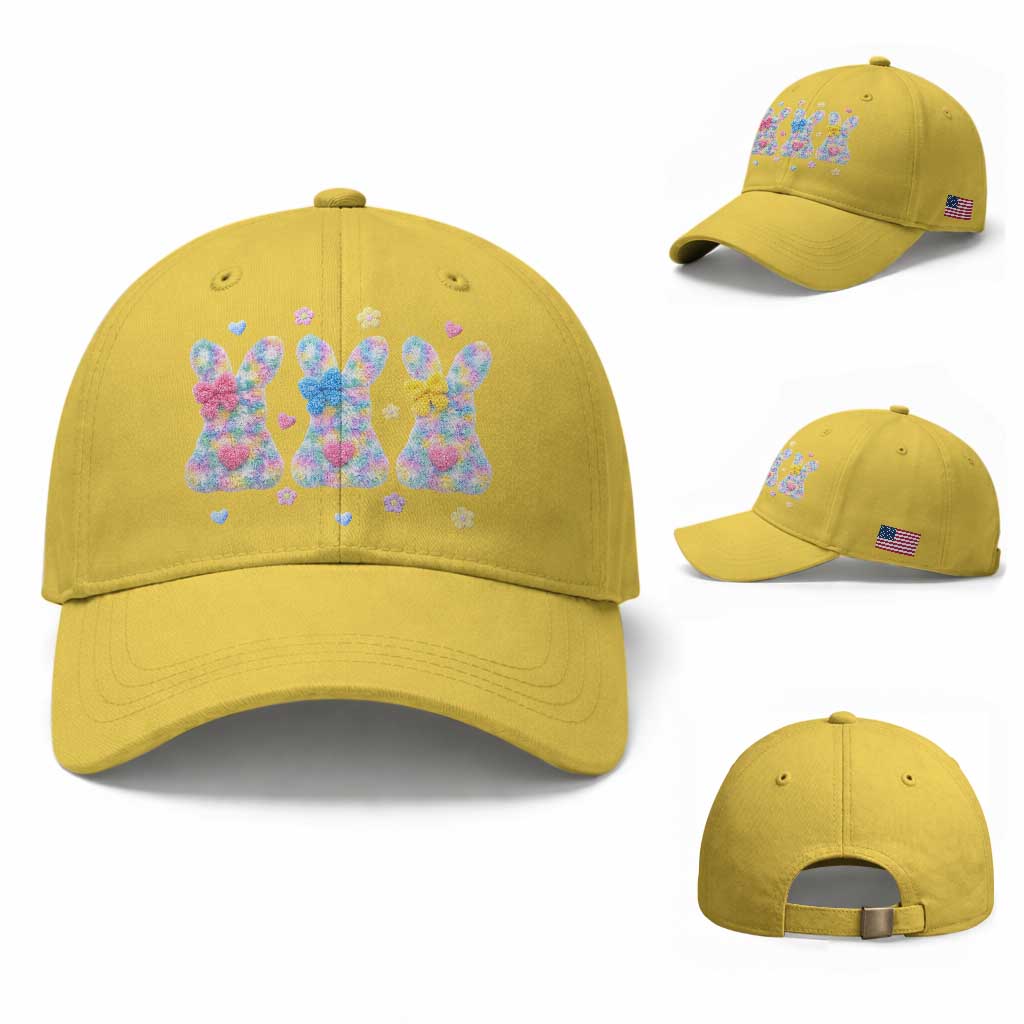 Faux Yarn Easter Bunny Effect Printed Baseball Cap Coquette Aesthetic Gift TS12 Baseball Cap Universal Fit Yellow Print Your Wear