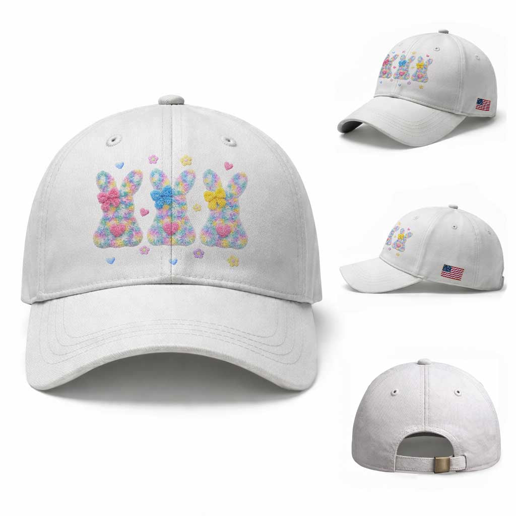 Faux Yarn Easter Bunny Effect Printed Baseball Cap Coquette Aesthetic Gift TS12 Baseball Cap Universal Fit White Print Your Wear