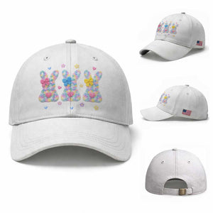 Faux Yarn Easter Bunny Effect Printed Baseball Cap Coquette Aesthetic Gift TS12 Baseball Cap Universal Fit White Print Your Wear