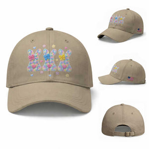 Faux Yarn Easter Bunny Effect Printed Baseball Cap Coquette Aesthetic Gift TS12 Baseball Cap Universal Fit Khaki Print Your Wear