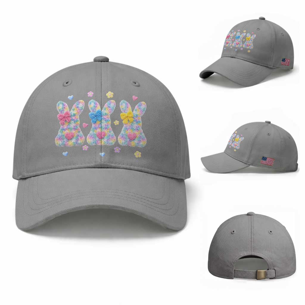 Faux Yarn Easter Bunny Effect Printed Baseball Cap Coquette Aesthetic Gift TS12 Baseball Cap Universal Fit Sport Gray Print Your Wear
