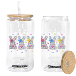 Faux Yarn Easter Bunny Effect Printed Glass Can Coquette Aesthetic Gift TS12 Print Your Wear