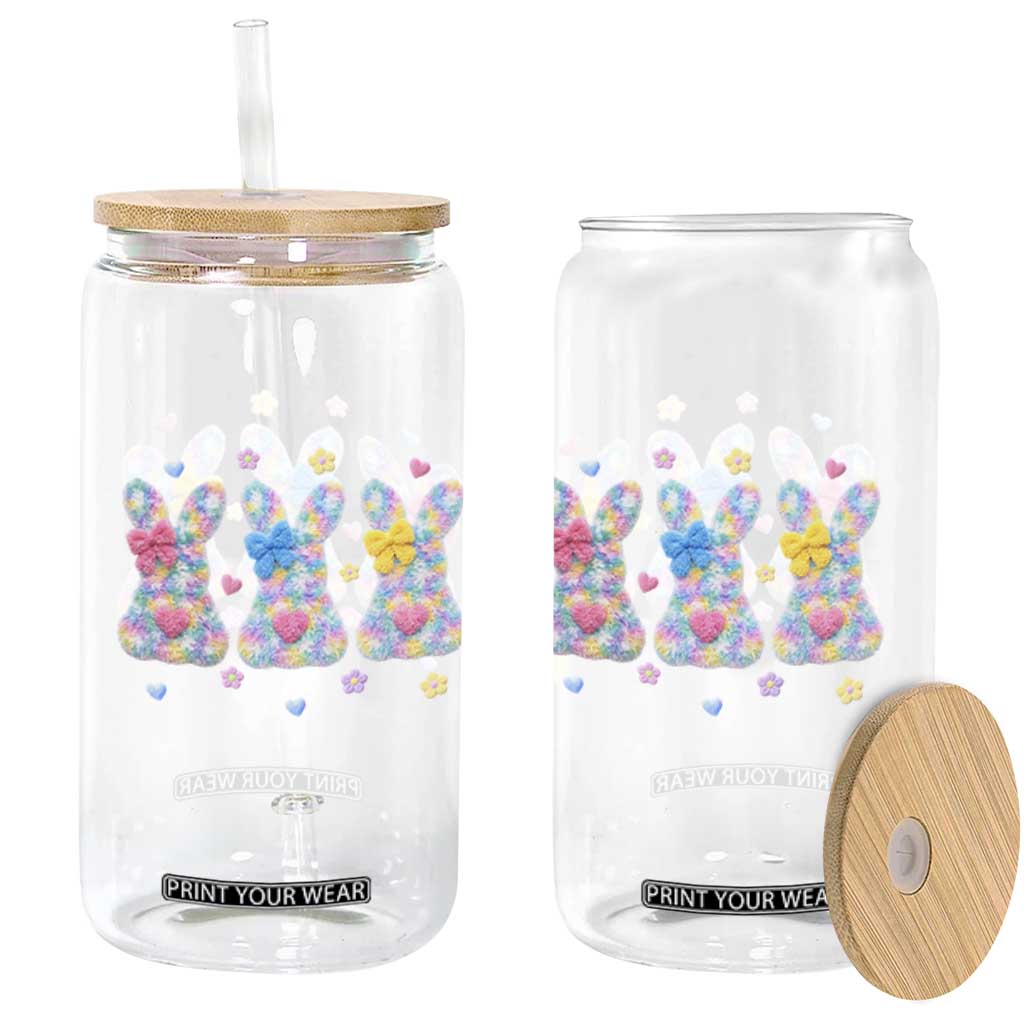 Faux Yarn Easter Bunny Effect Printed Glass Can Coquette Aesthetic Gift TS12 Print Your Wear