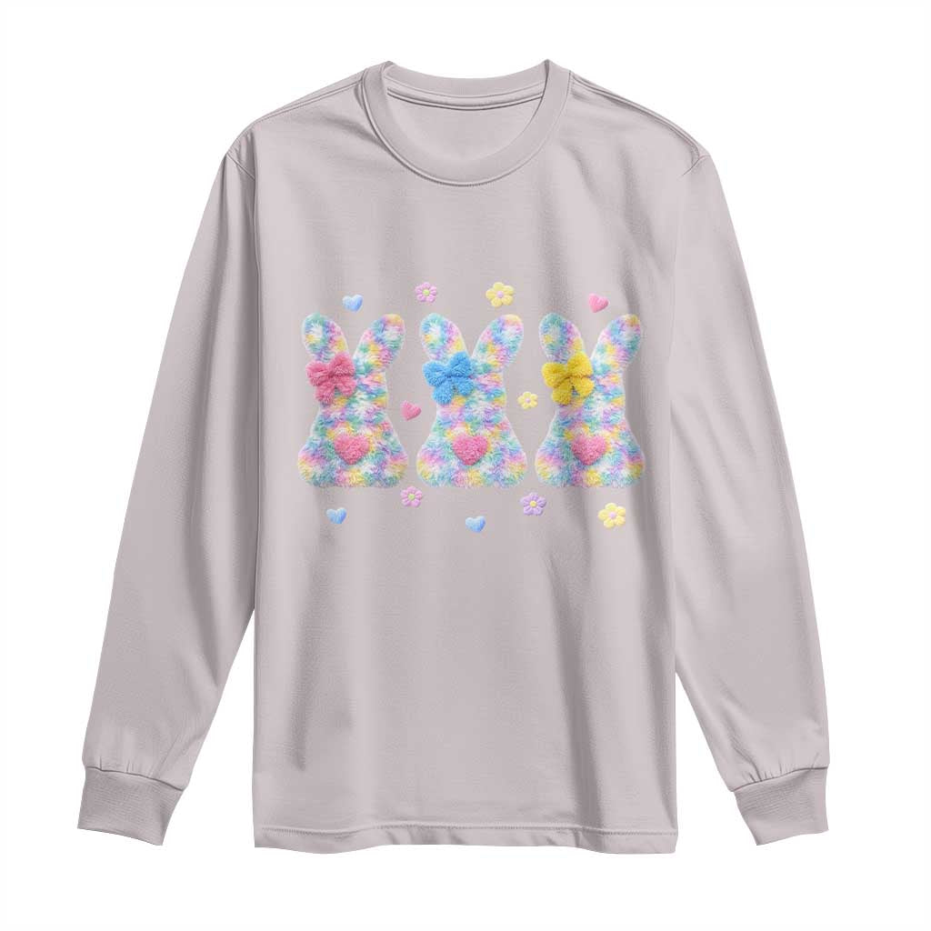 Faux Yarn Easter Bunny Effect Printed Long Sleeve Shirt Coquette Aesthetic Gift TS12 Ice Gray Print Your Wear
