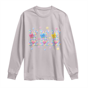 Faux Yarn Easter Bunny Effect Printed Long Sleeve Shirt Coquette Aesthetic Gift TS12 Ice Gray Print Your Wear
