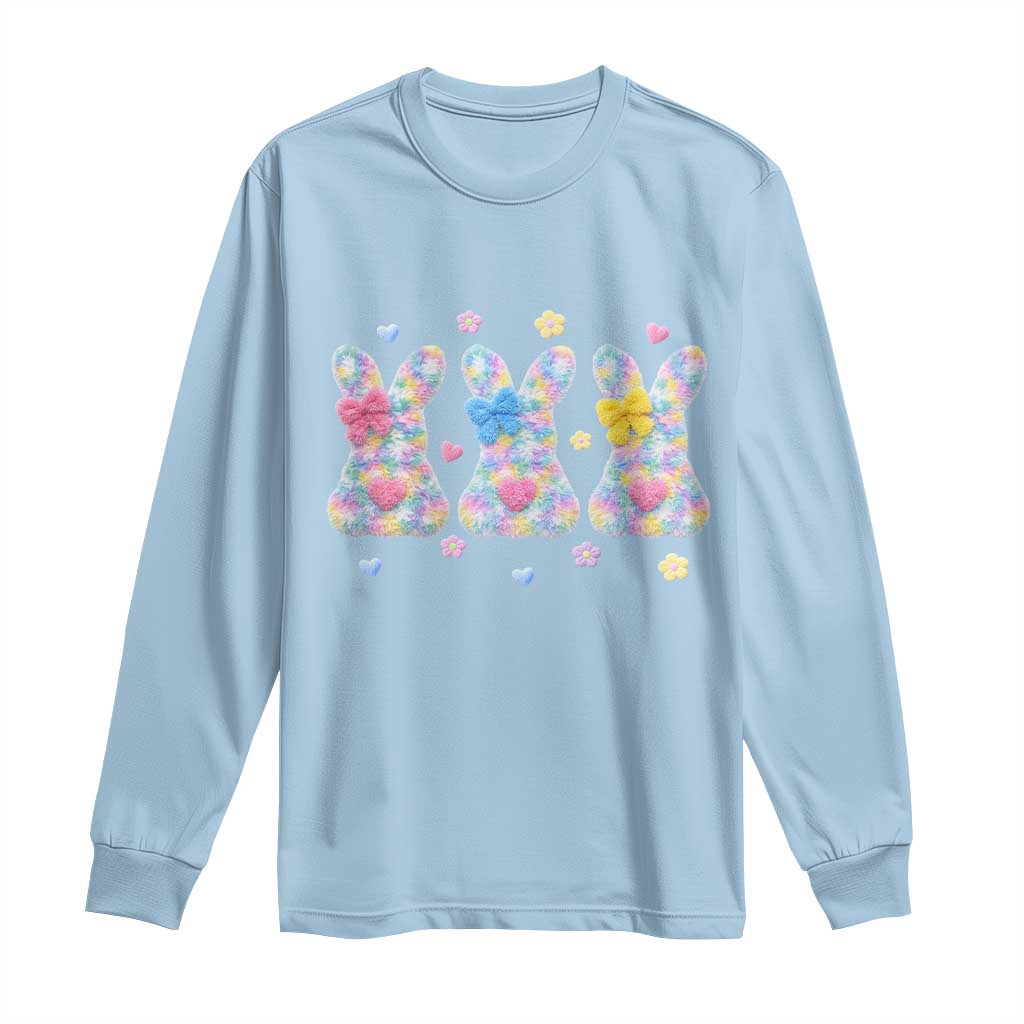 Faux Yarn Easter Bunny Effect Printed Long Sleeve Shirt Coquette Aesthetic Gift TS12 Light Blue Print Your Wear