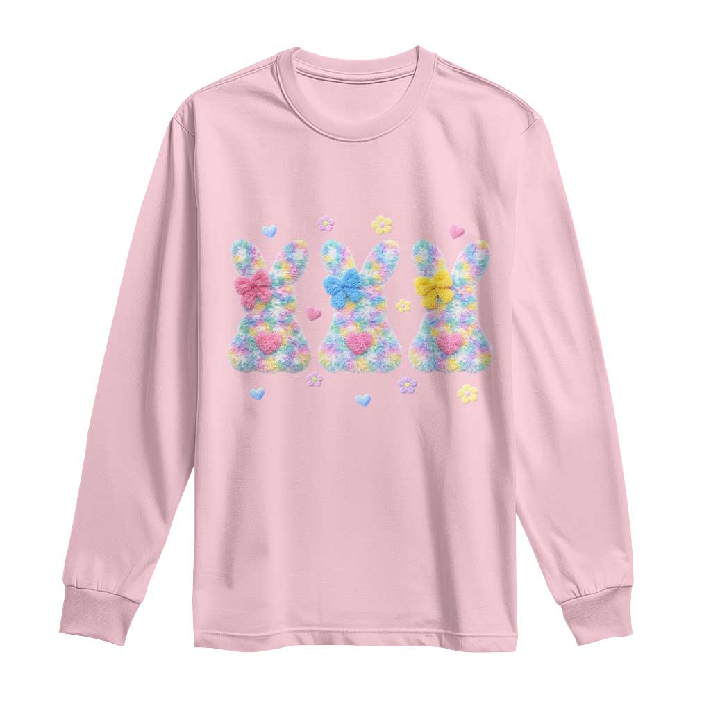 Faux Yarn Easter Bunny Effect Printed Long Sleeve Shirt Coquette Aesthetic Gift TS12 Light Pink Print Your Wear