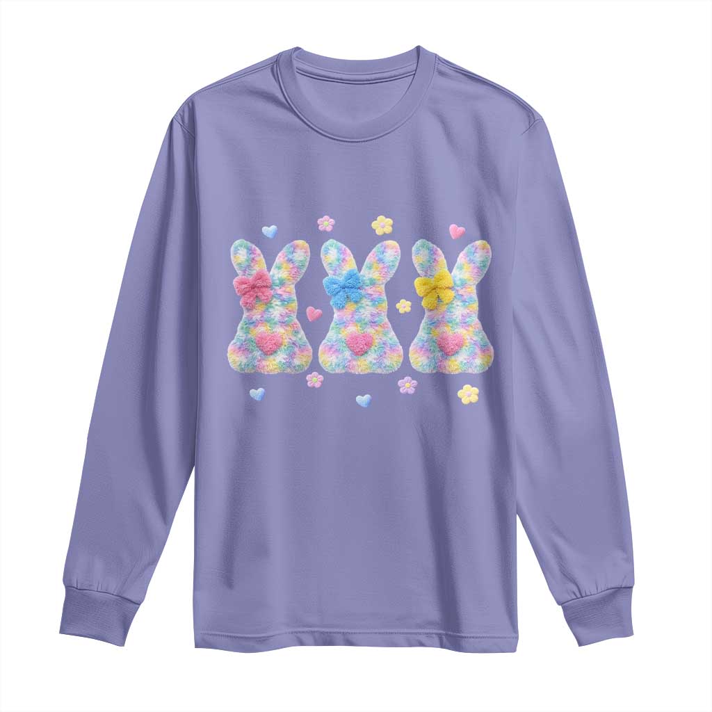 Faux Yarn Easter Bunny Effect Printed Long Sleeve Shirt Coquette Aesthetic Gift TS12 Violet Print Your Wear