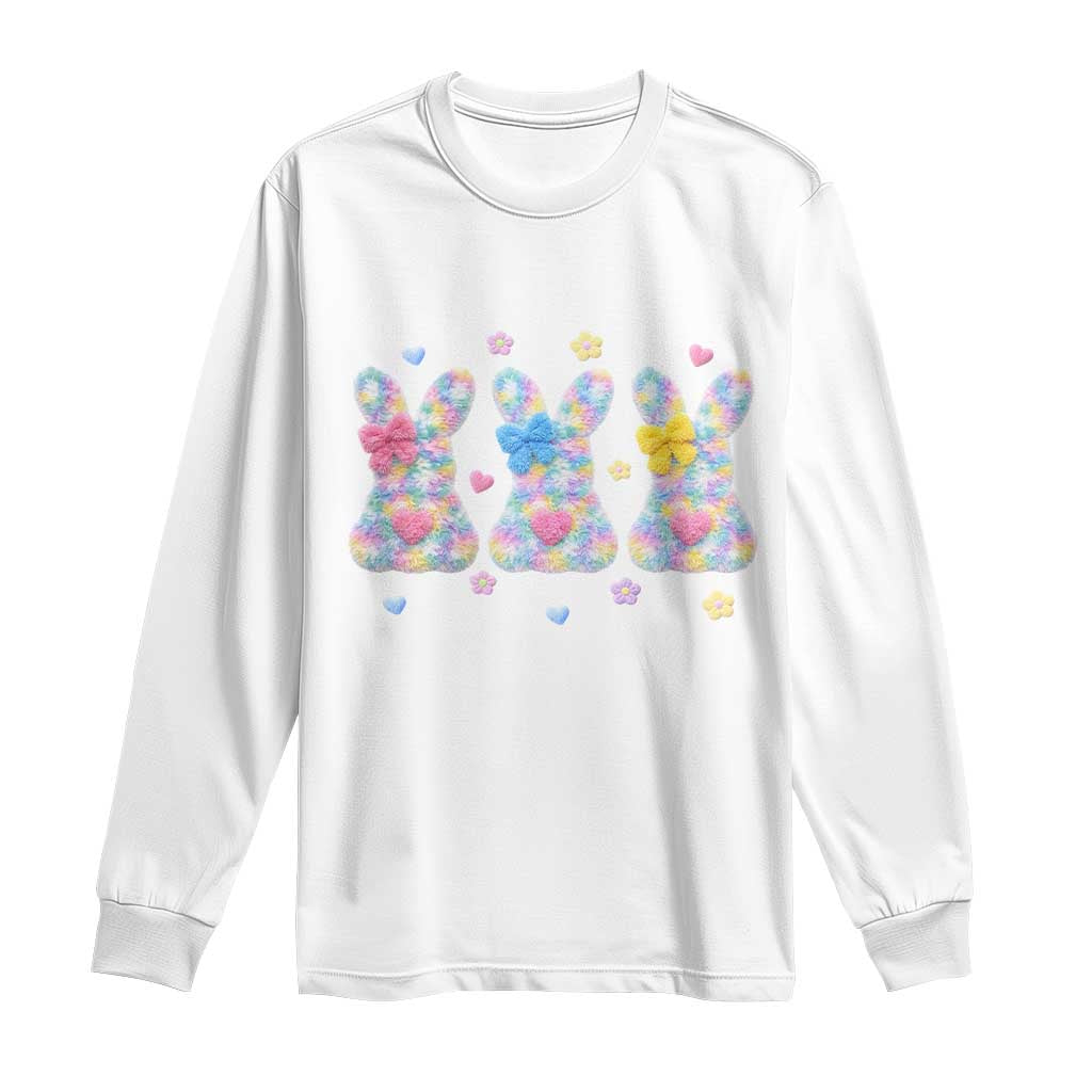 Faux Yarn Easter Bunny Effect Printed Long Sleeve Shirt Coquette Aesthetic Gift TS12 White Print Your Wear