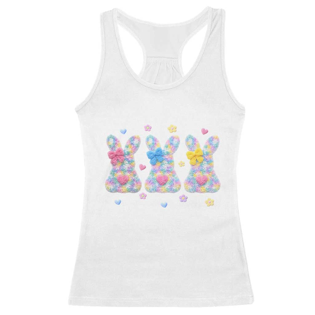 Faux Yarn Easter Bunny Effect Printed Racerback Tank Top Coquette Aesthetic Gift TS12 White Print Your Wear