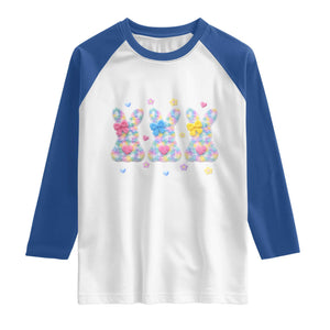 Faux Yarn Easter Bunny Effect Printed Raglan Shirt Coquette Aesthetic Gift TS12 White Royal Print Your Wear