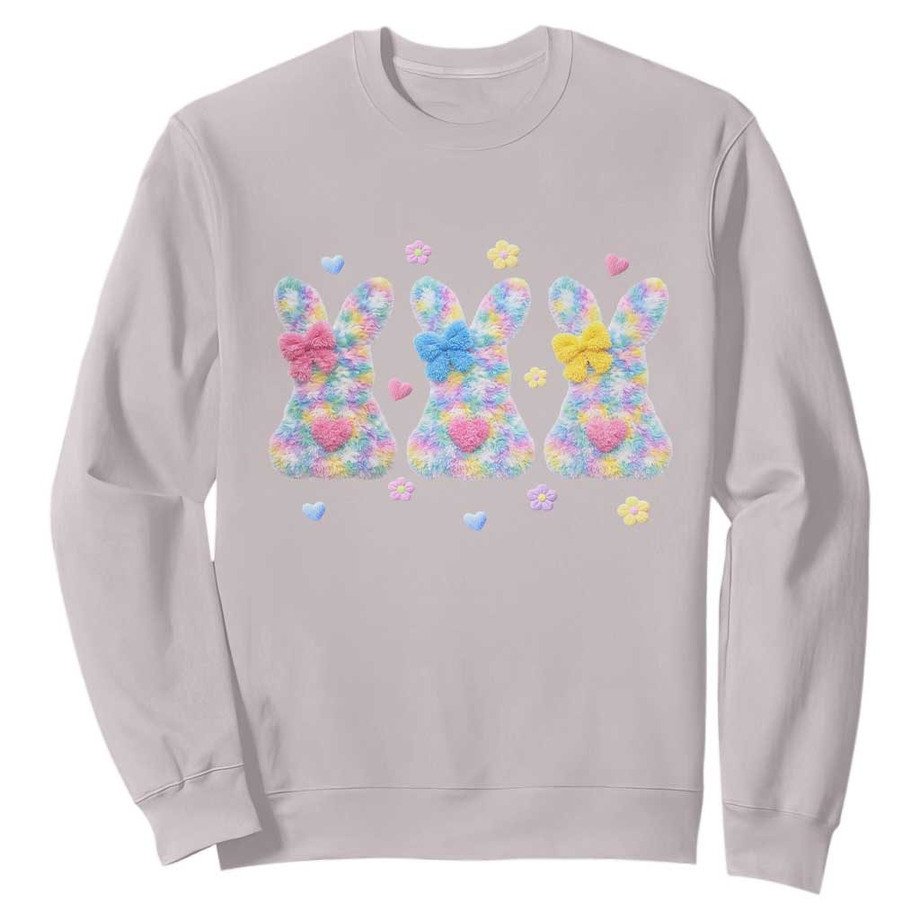 Faux Yarn Easter Bunny Effect Printed Sweatshirt Coquette Aesthetic Gift TS12 Ice Gray Print Your Wear