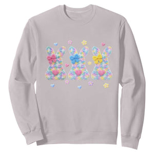 Faux Yarn Easter Bunny Effect Printed Sweatshirt Coquette Aesthetic Gift TS12 Ice Gray Print Your Wear