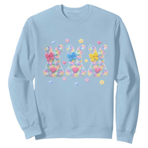 Faux Yarn Easter Bunny Effect Printed Sweatshirt Coquette Aesthetic Gift TS12 Light Blue Print Your Wear