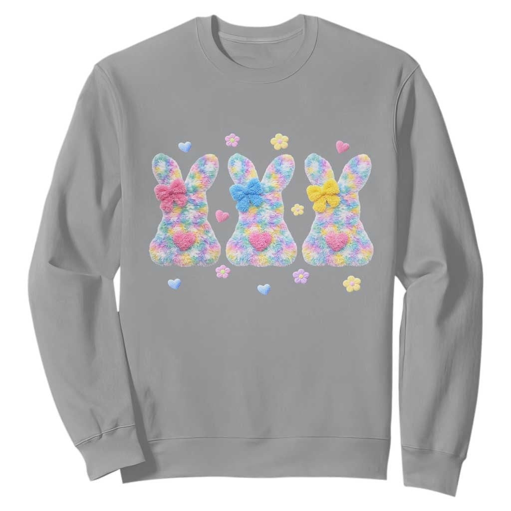 Faux Yarn Easter Bunny Effect Printed Sweatshirt Coquette Aesthetic Gift TS12 Sport Gray Print Your Wear