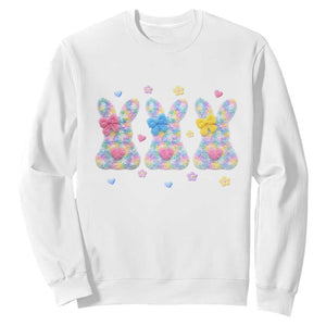 Faux Yarn Easter Bunny Effect Printed Sweatshirt Coquette Aesthetic Gift TS12 White Print Your Wear