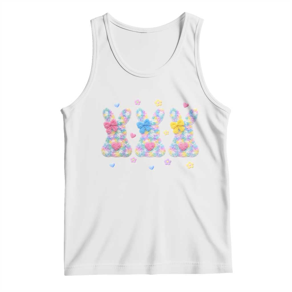 Faux Yarn Easter Bunny Effect Printed Tank Top Coquette Aesthetic Gift TS12 White Print Your Wear