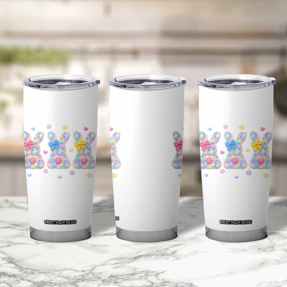 Faux Yarn Easter Bunny Effect Printed Tumbler Cup Coquette Aesthetic Gift TS12 Print Your Wear
