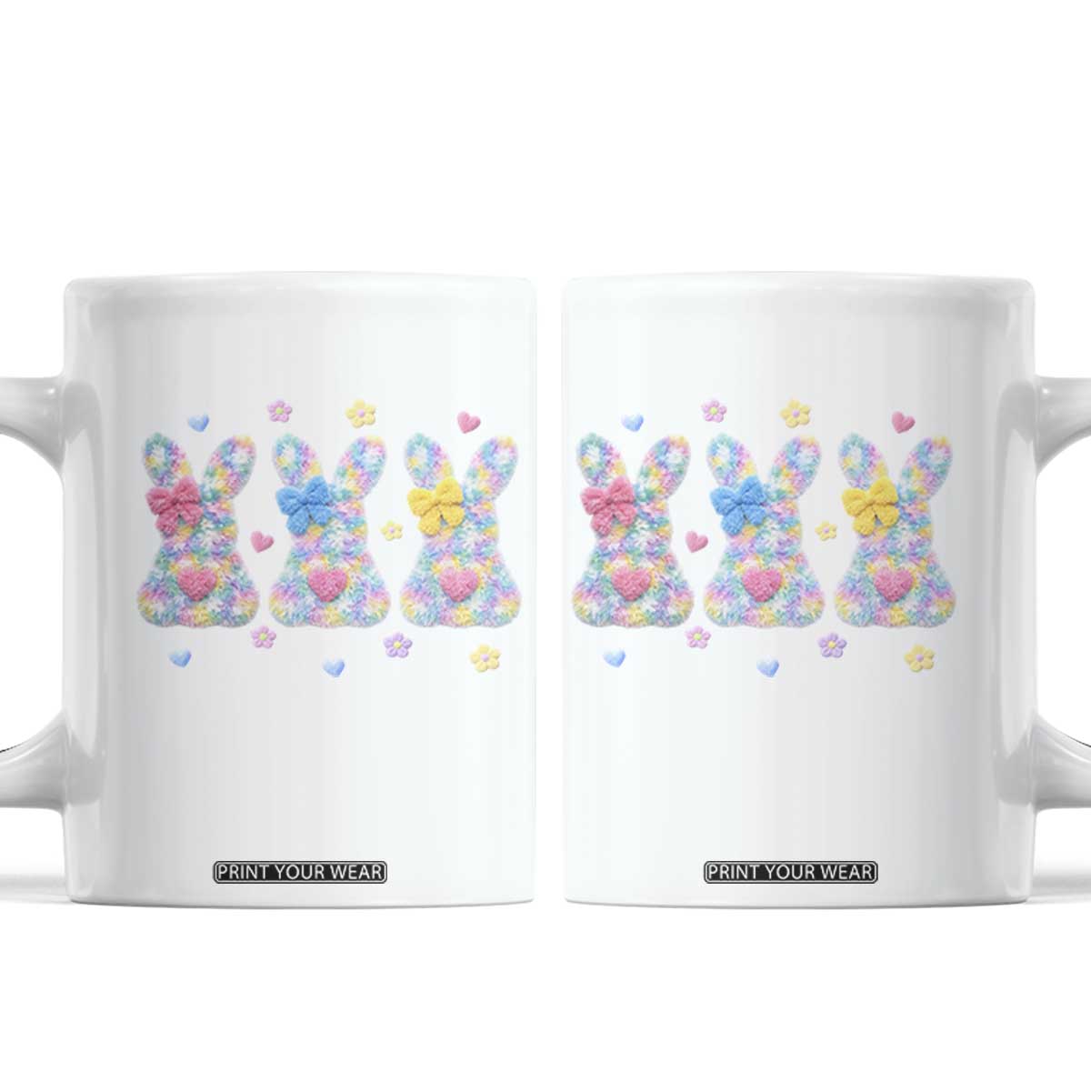 Faux Yarn Easter Bunny Effect Printed Coffee Mug Coquette Aesthetic Gift TS12 White Print Your Wear