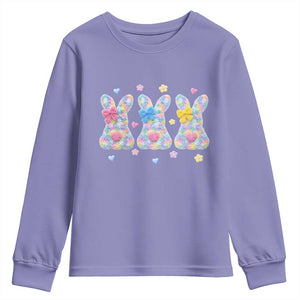 Faux Yarn Easter Bunny Effect Printed Youth Sweatshirt Coquette Aesthetic Gift TS12 Violet Print Your Wear