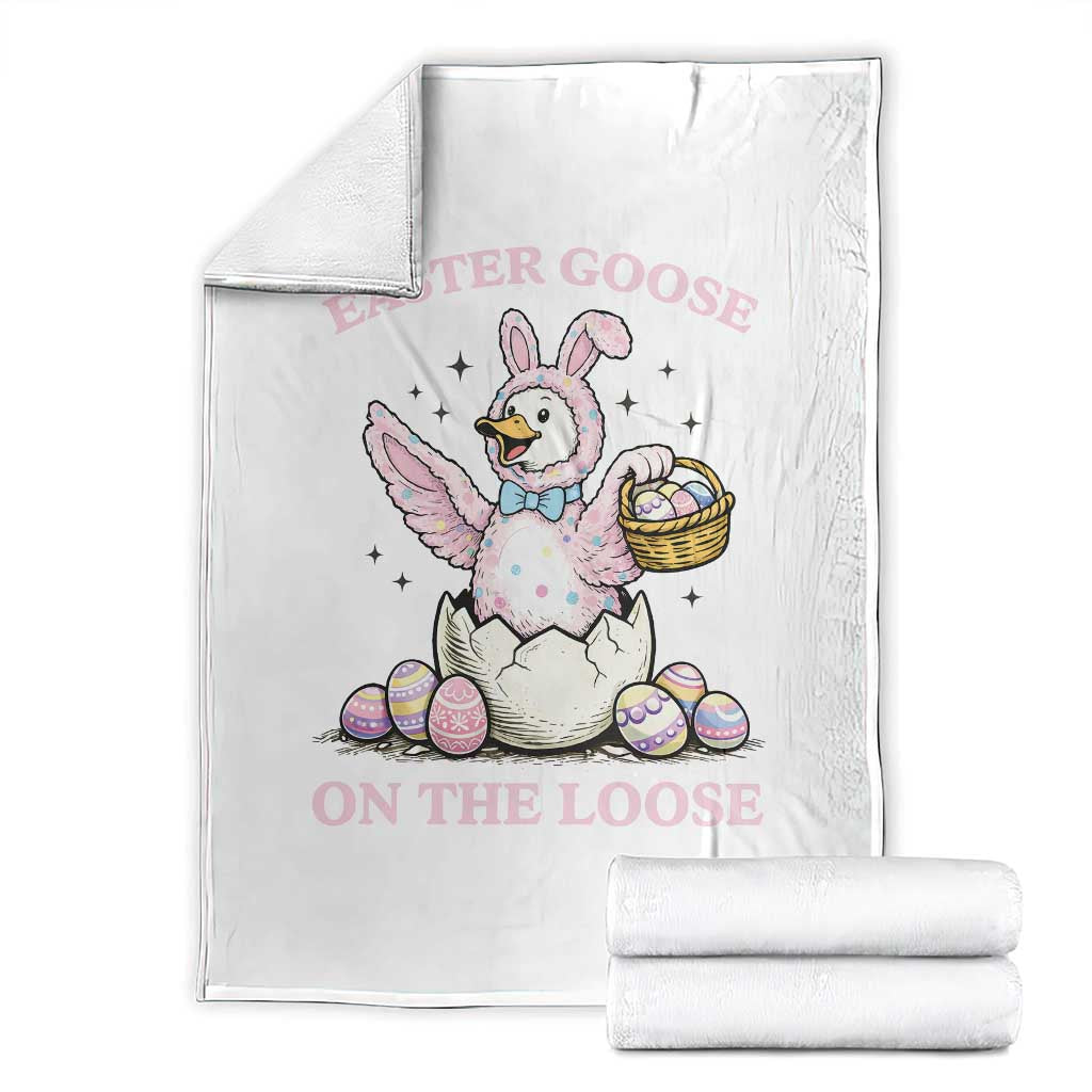 Easter Goose On The Loose Throw Blanket Funny Easter Egg Hunt Gift TS12 White Print Your Wear