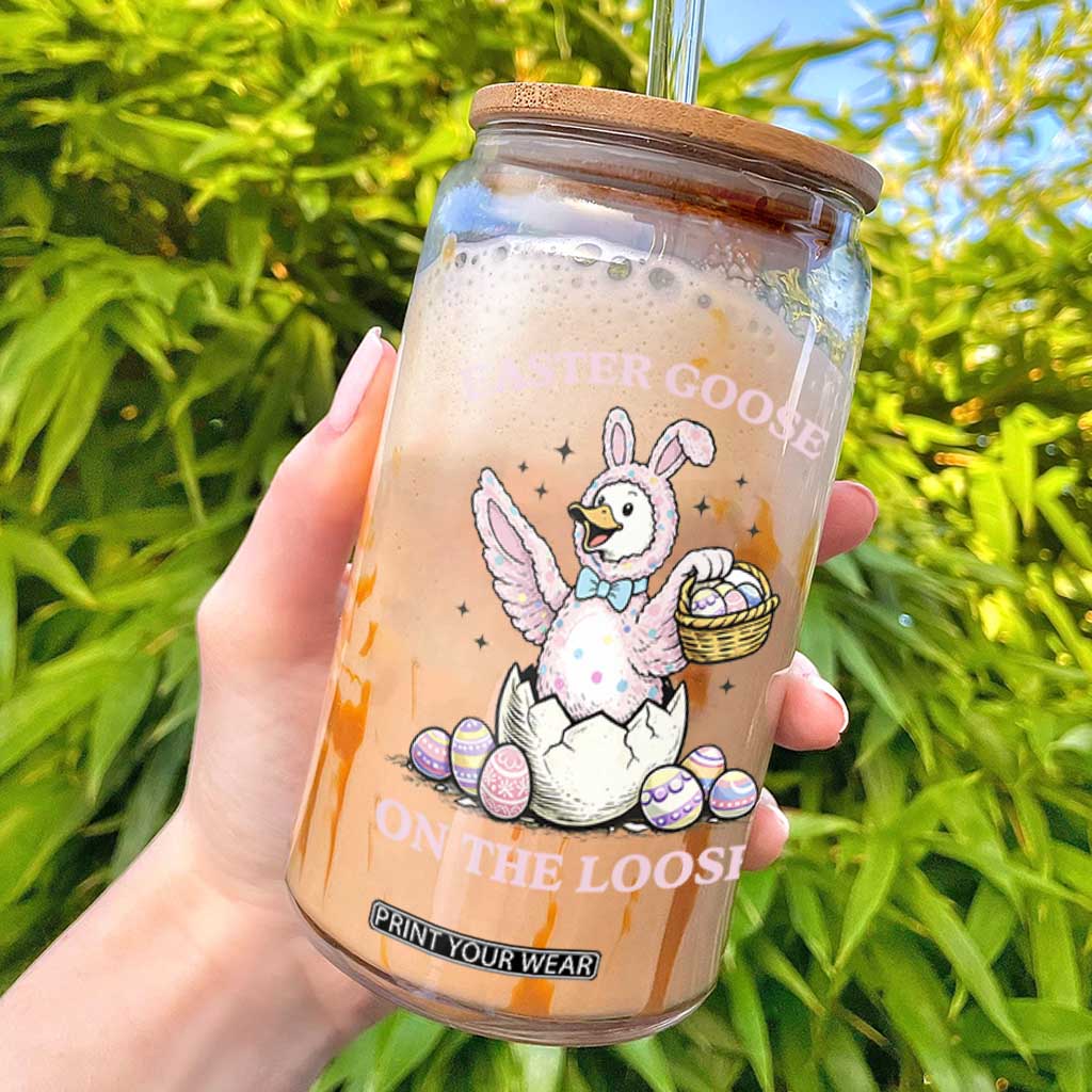 Easter Goose On The Loose Glass Can Funny Easter Egg Hunt Gift TS12 White Print Your Wear