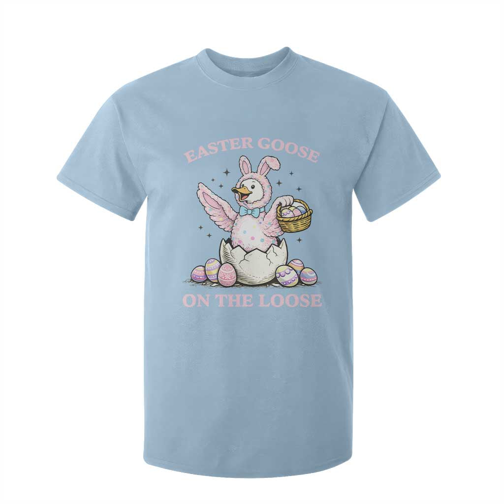 Easter Goose On The Loose T Shirt For Kid Funny Easter Egg Hunt Gift TS12 Light Blue Print Your Wear