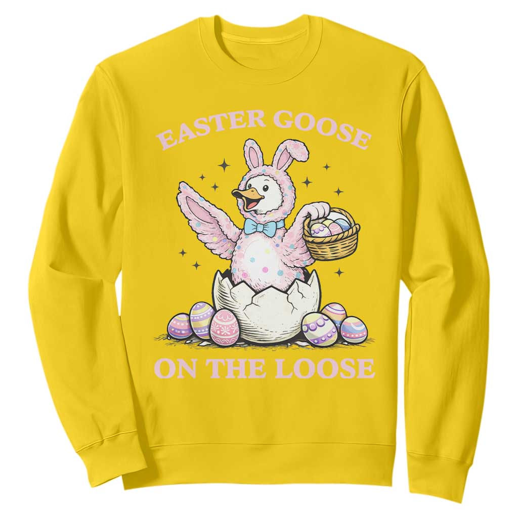 Easter Goose On The Loose Sweatshirt Funny Easter Egg Hunt Gift TS12 Daisy Print Your Wear