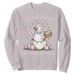 Easter Goose On The Loose Sweatshirt Funny Easter Egg Hunt Gift TS12 Ice Gray Print Your Wear