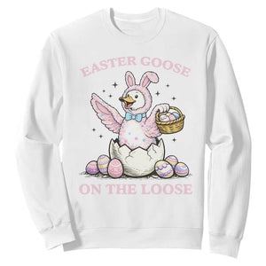 Easter Goose On The Loose Sweatshirt Funny Easter Egg Hunt Gift TS12 White Print Your Wear