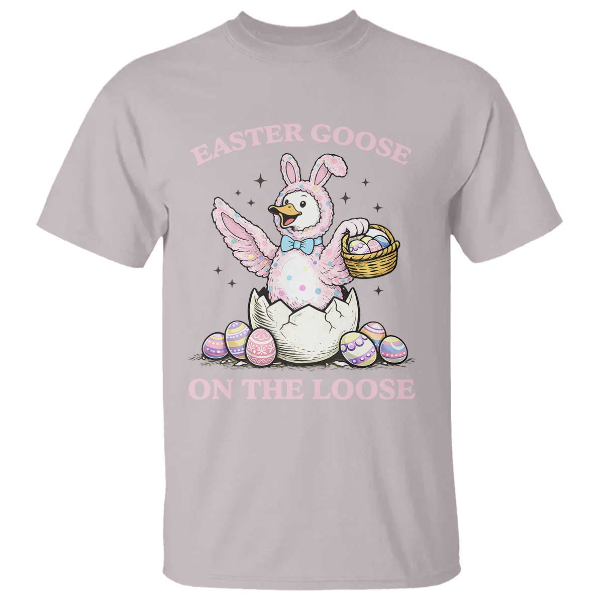 Easter Goose On The Loose T Shirt Funny Easter Egg Hunt Gift TS12 Ice Gray Print Your Wear