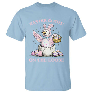 Easter Goose On The Loose T Shirt Funny Easter Egg Hunt Gift TS12 Light Blue Print Your Wear