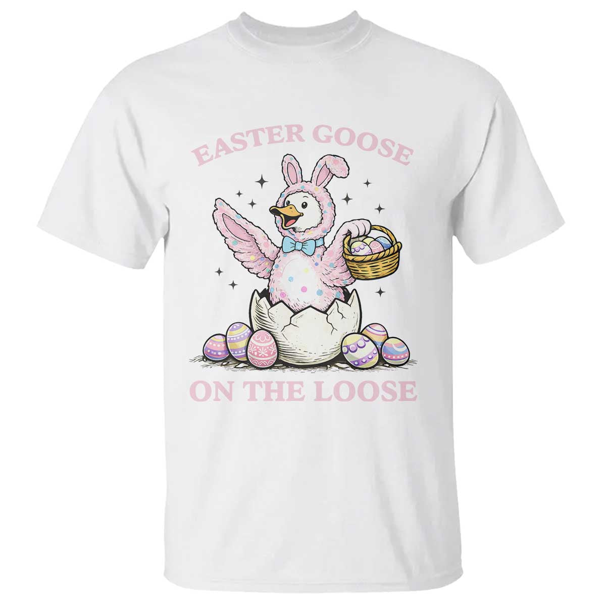 Easter Goose On The Loose T Shirt Funny Easter Egg Hunt Gift TS12 White Print Your Wear