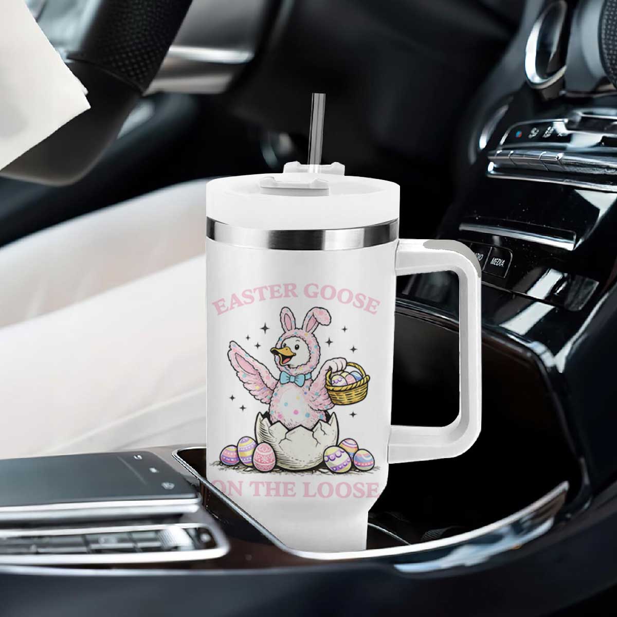 Easter Goose On The Loose Tumbler With Handle Funny Easter Egg Hunt Gift TS12 Print Your Wear