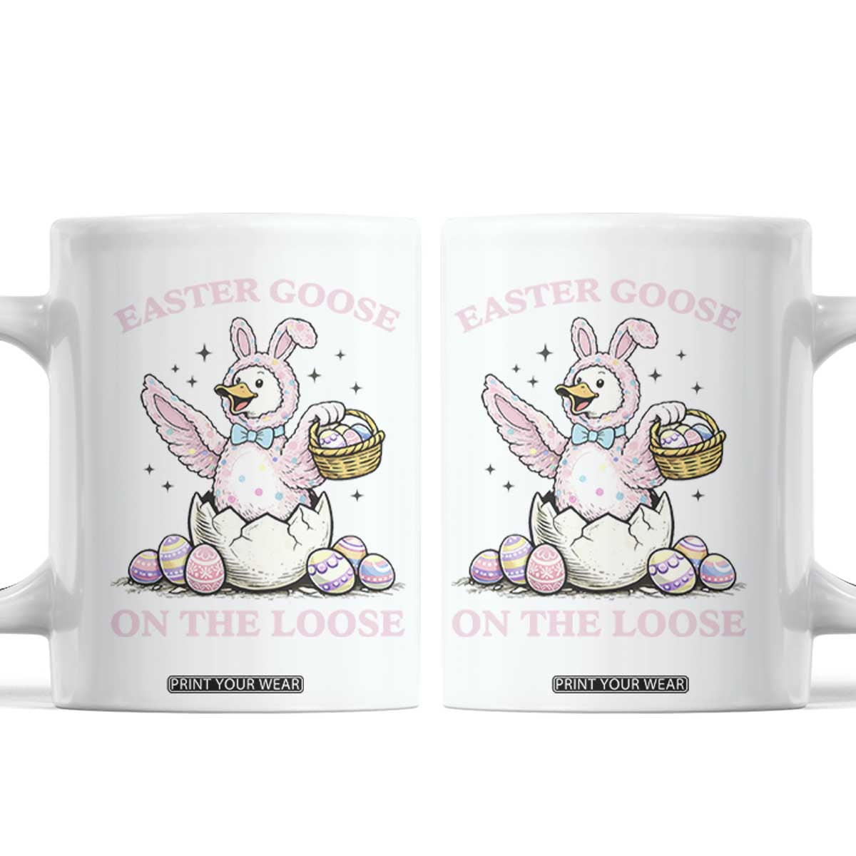 Easter Goose On The Loose Coffee Mug Funny Easter Egg Hunt Gift TS12 White Print Your Wear