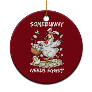 Funny Easter Chicken Bunny Ears Ceramic Ornament Somebunny Needs Eggs TS12 1pc Red Print Your Wear