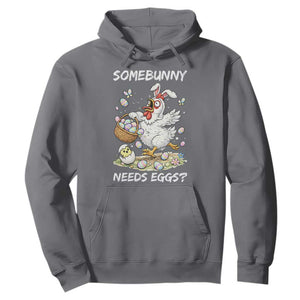 Funny Easter Chicken Bunny Ears Hoodie Somebunny Needs Eggs TS12 Charcoal Print Your Wear
