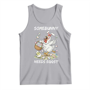 Funny Easter Chicken Bunny Ears Tank Top Somebunny Needs Eggs TS12 Athletic Heather Print Your Wear